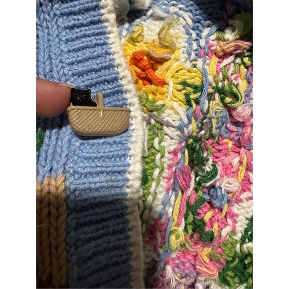 Design Options cat butterfly print embroidered chunky knit top L - Picture 2 of 9